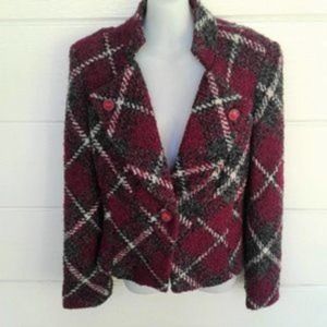 Joseph Ribkoff Red and Black Plaid Blazer